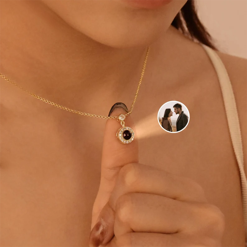 Birth Flower Necklace - DHQH ส่วนบุคคล Photo วันเกิดหิน Photo Projection