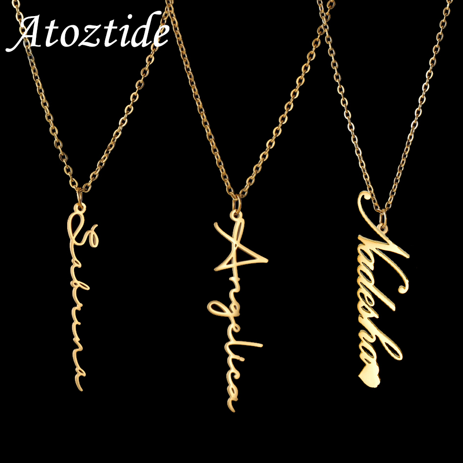 Birth Flower Necklace - Atoztide สร้อยคอชื่อที่กำหนดเองส่วนบุคคลหลุมหนึ่งจี้สร้อยคอแฟชั่นสำหรับผู้หญิงของขวัญเครื่องประดับโซ่เชื่อมโยงสแตนเลส