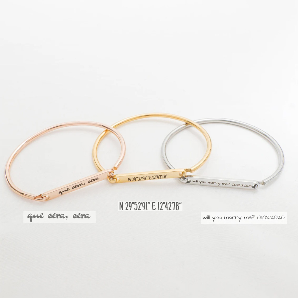Haiyufly แกะสลักชื่อ Horseshoe - Coordinates Bracelet บทวิจารณ์และราคา