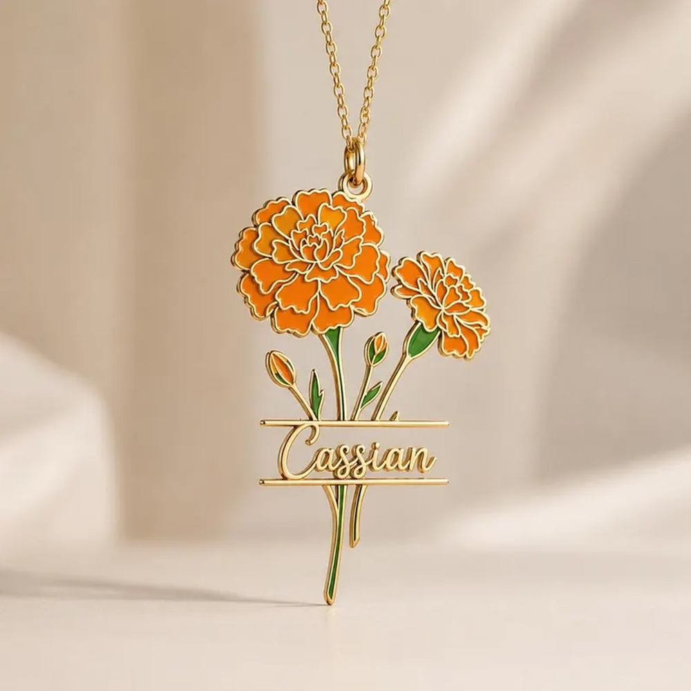 สร้อยคอชื่อและดอกไม้ประจำเดือน - Birth Flower Necklace บทวิจารณ์และราคา
